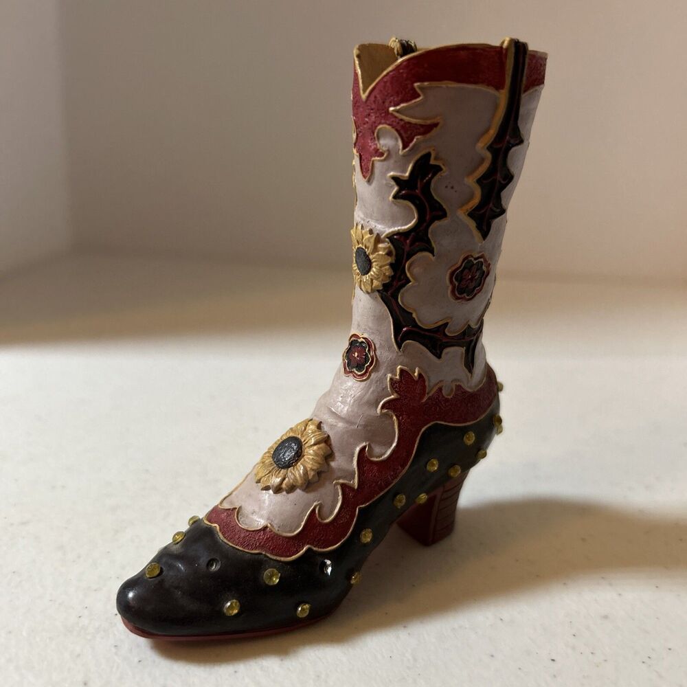 Sarna Annie Oakly Collectible Designer Cowboy Boot Figurine Western Rhinestones